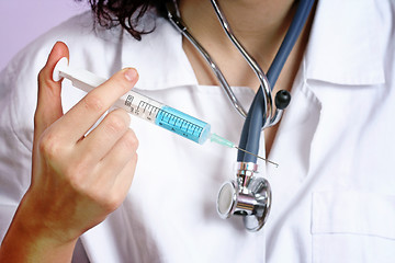 Image showing Portrait of a young doctor with stethoscope.