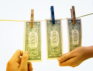 Image showing Dollars on the wire