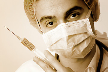 Image showing Portrait of a young doctor with stethoscope.