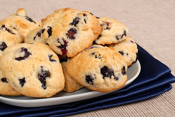 Image showing Plate of blueberry, almond, lemon cookies