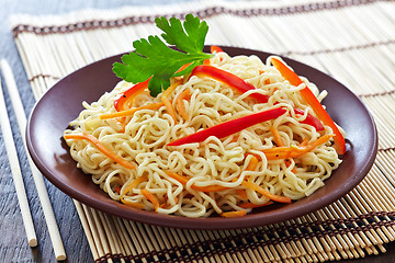 Image showing chinese noodles with vegetables