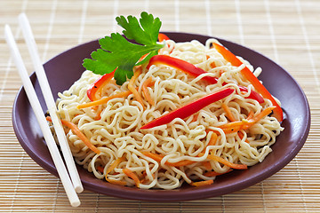 Image showing chinese noodles with vegetables