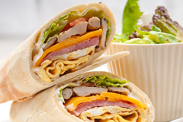 Image showing club sandwich pita bread roll