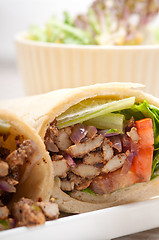 Image showing kafta shawarma chicken pita wrap roll sandwich