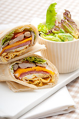 Image showing club sandwich pita bread roll