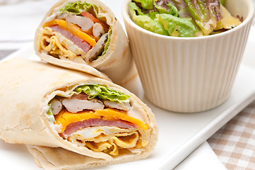 Image showing club sandwich pita bread roll