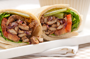 Image showing kafta shawarma chicken pita wrap roll sandwich