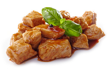 Image showing pork stew on white background