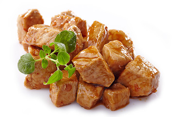 Image showing pork stew on white background