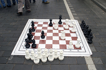 Image showing huge chess game figure street event 