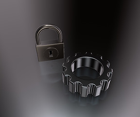 Image showing padlock and cogwheel