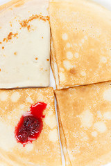 Image showing Pancakes with raspberry jam/ the breakfast of the house