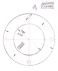 Image showing drawing of mechanical parts made ??with pencil