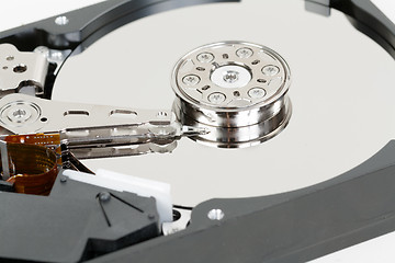 Image showing close up of hard disk with abstract reflection