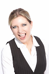 Image showing Laughing young businesswoman