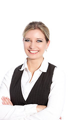 Image showing An attractive smiling blond haired business woman