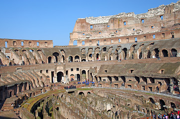 Image showing Tourists inside Colosseum