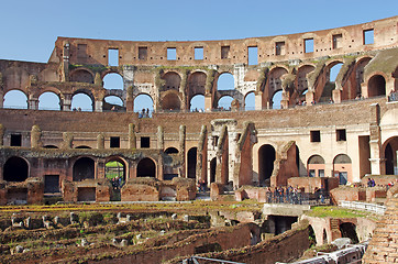 Image showing Tourists inside Colosseum