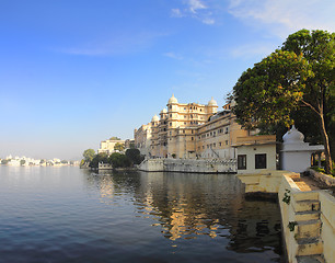 Image showing palace and lake in Udaipur India