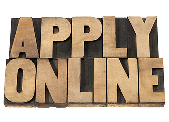 Image showing apply online in wood type