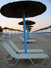 Image showing relax chairs on the beach