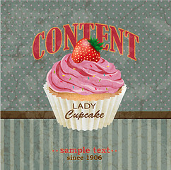 Image showing Retro background with cupcake