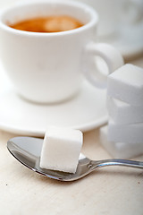 Image showing Italian espresso coffee and sugar cubes