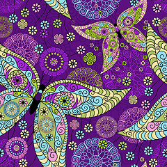 Image showing Seamless spring violet pattern