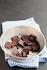 Image showing Bowl of chocolate pieces