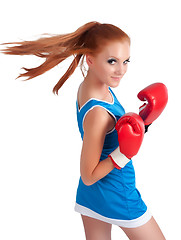 Image showing Pretty girl with boxing gloves