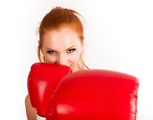 Image showing Pretty girl with boxing gloves