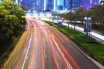 Image showing traffic in city at night