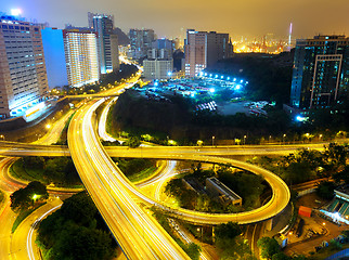 Image showing Traffic Light Trail on Highway 