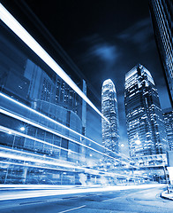 Image showing Hong Kong night view with car light 