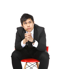 Image showing asian business man thinking