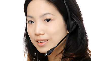 Image showing asian woman assistant wearing headset