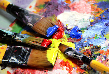 Image showing Vivid strokes and paintbrushes 