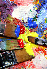 Image showing Vivid strokes and paintbrushes 