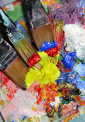 Image showing Vivid strokes and paintbrushes 