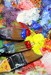 Image showing Vivid strokes and paintbrushes 