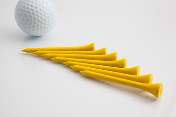 Image showing The wooden golf tees