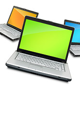 Image showing Open laptops