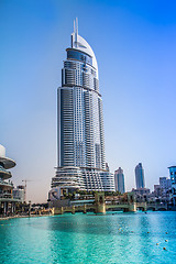 Image showing Address Hotel in the downtown Dubai area overlooks the famous da