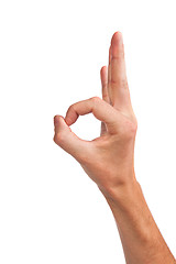 Image showing Hand  is showing OK sign isolated on white