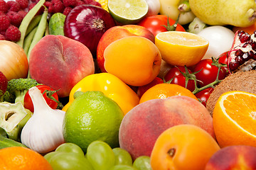 Image showing Huge group of fresh vegetables and fruits