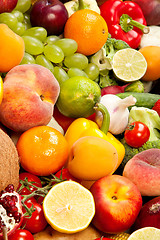 Image showing Huge group of fresh vegetables and fruits