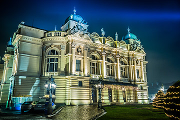 Image showing Poland, Krakow. Market Square at night.