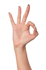 Image showing Hand  is showing OK sign isolated on white