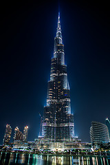 Image showing View on Burj Khalifa, Dubai, UAE, at night