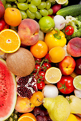 Image showing Huge group of fresh vegetables and fruits